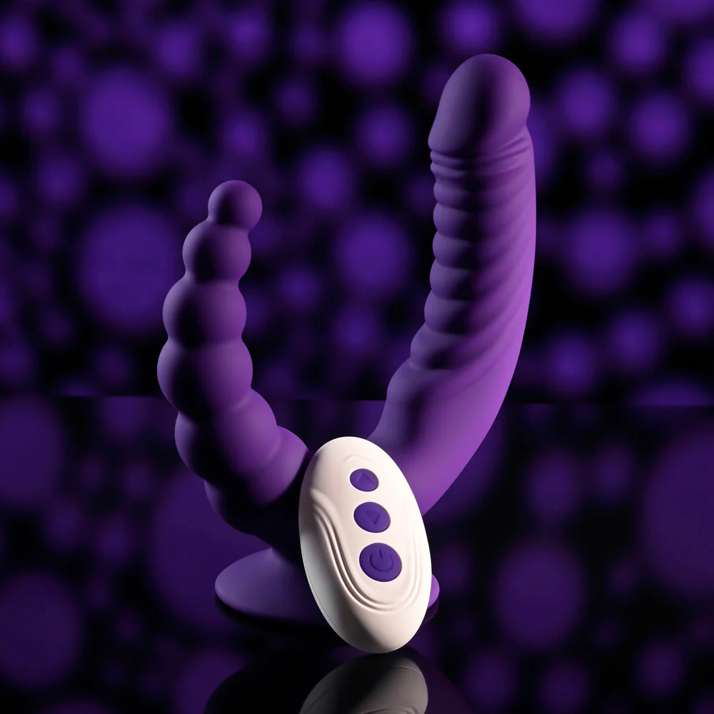Evolved THE RIDER - Purple USB Rechargeable Double Ended Vibrator with Wireless Remote - Image 2