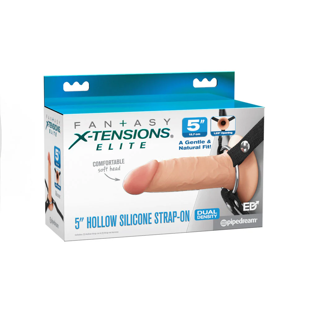 Fantasy X-Tensions Elite 5'' Silicone Hollow Strap-On - Flesh - Flesh 14 cm Hollow Strap-On - Image 9