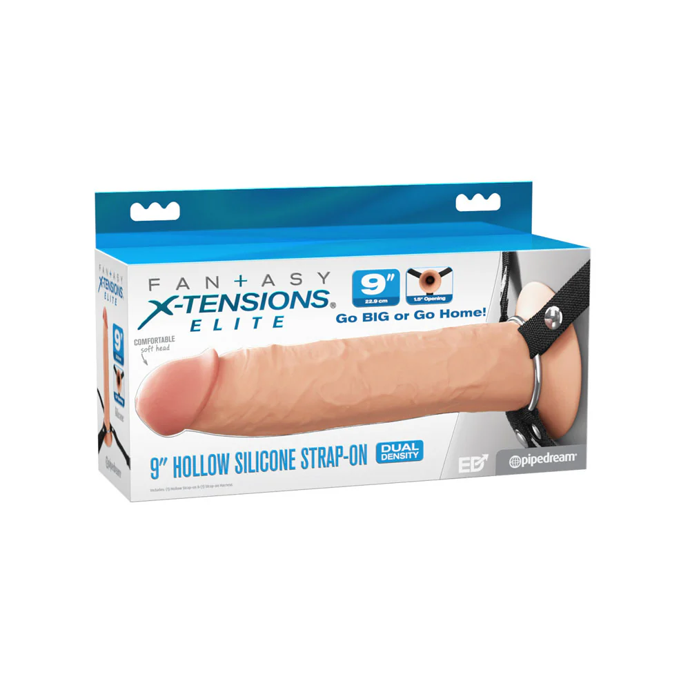 Fantasy X-Tensions Elite 9'' Silicone Hollow Strap-On - Flesh - Flesh 22.9 cm Hollow Strap-On - Image 9