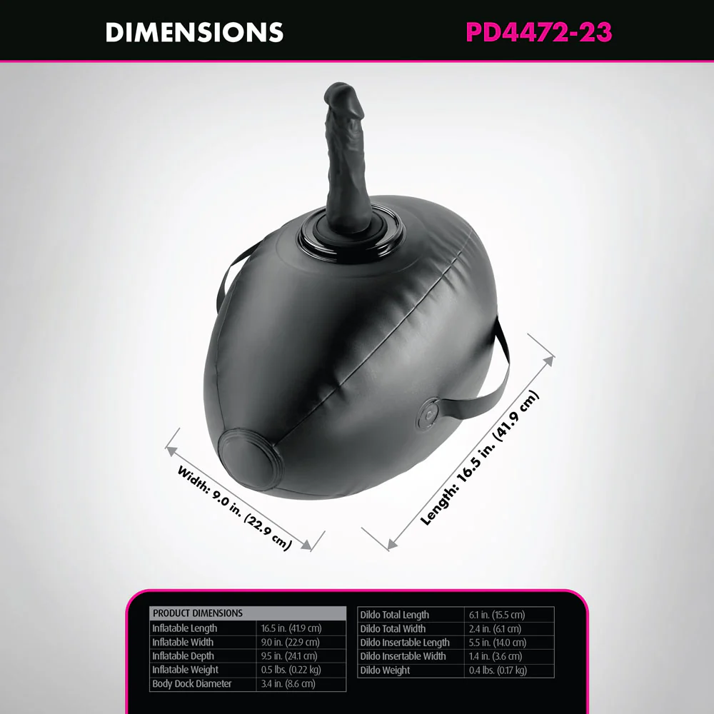 Fetish Fantasy Series Body Dock Inflatable Love Ball - Black Inflatable Cushion with Black 15.2 cm Dildo - Image 6