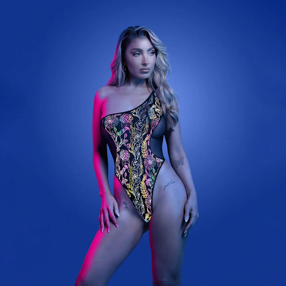 GLOW Luminescent Flash Teddy ML - Black Reflective Teddy - M/L Size