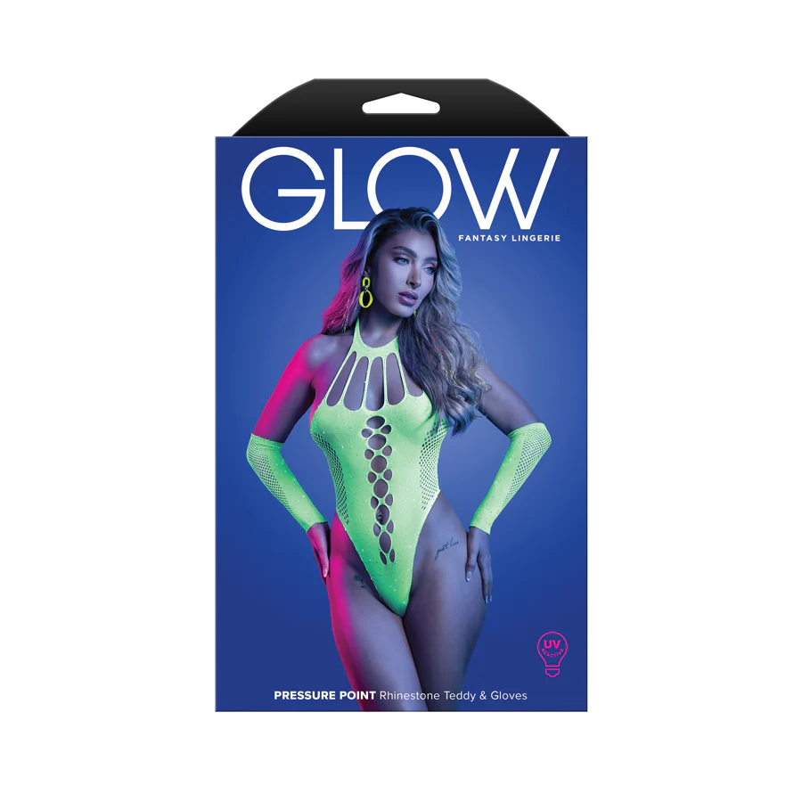 GLOW Pressure Point Teddy - OS - Glow In Dark Green - One Size - Image 4