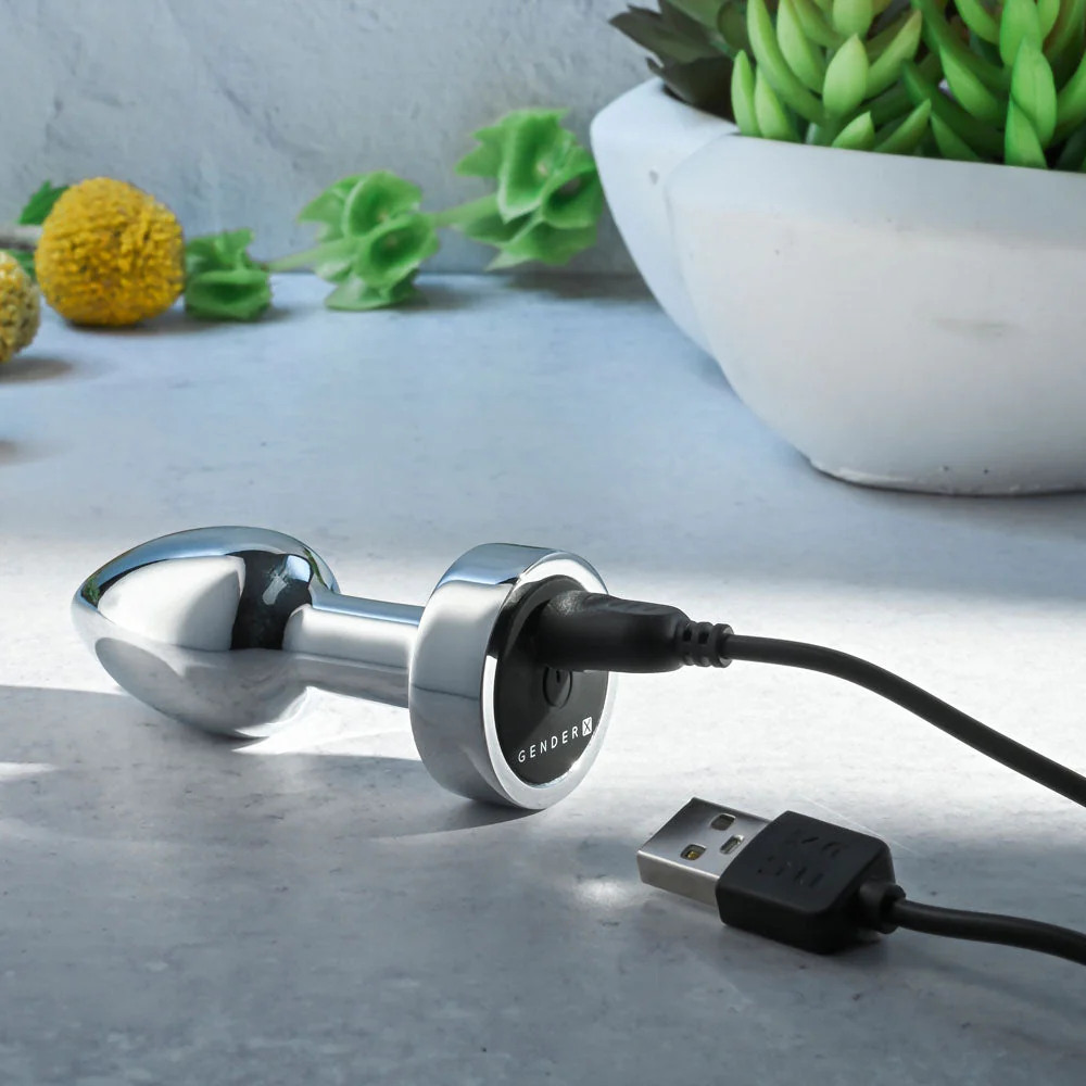 Gender X ROCKIN METAL PLUG MINI - Chrome 7.8 cm USB Rechargeable Vibrating Mini Butt Plug - Image 8