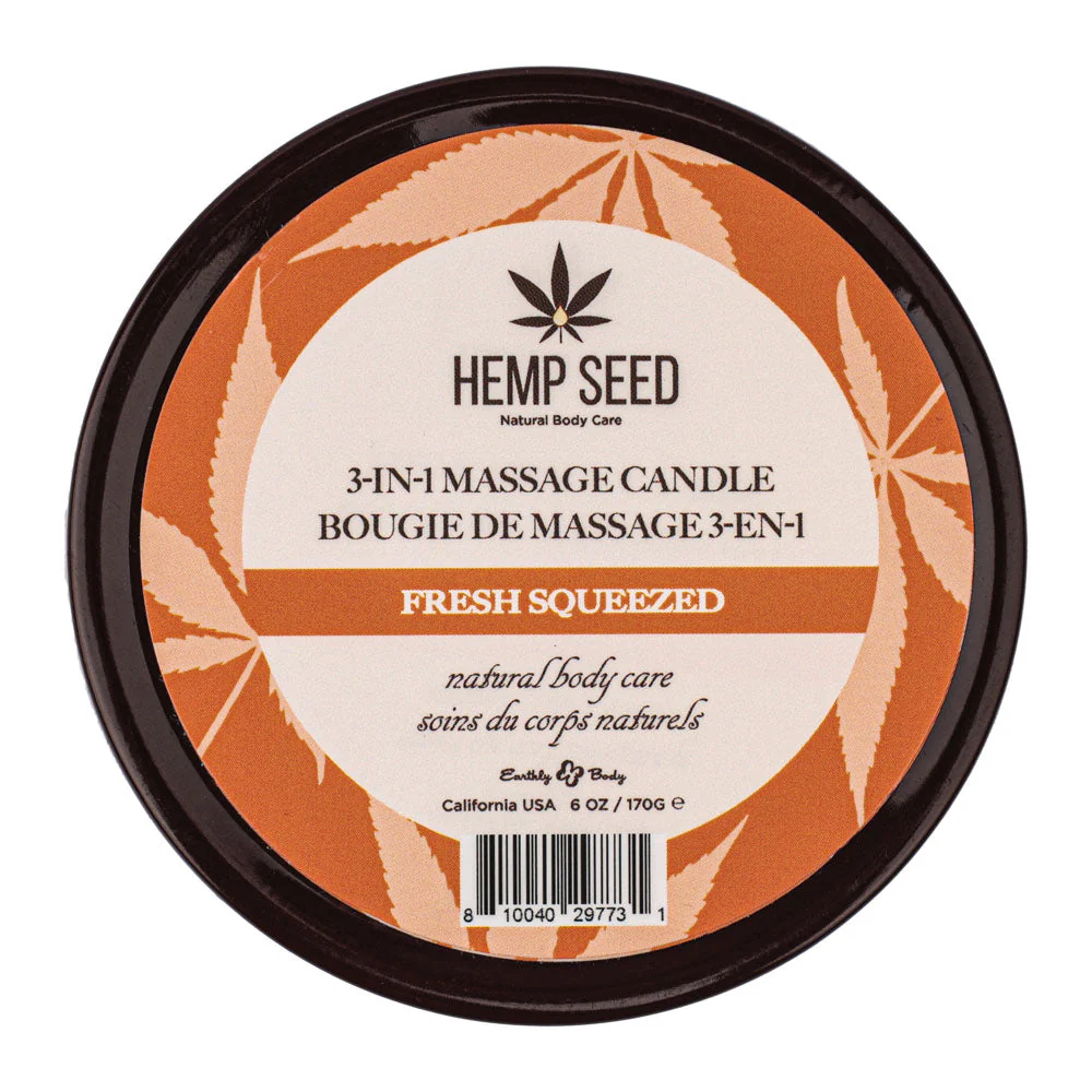 Hemp Seed 3-In-1 Massage Candle - Fresh Squeezed (Bitter Orange, Juicy Peach, Musk) Scented - 170 g - Image 2