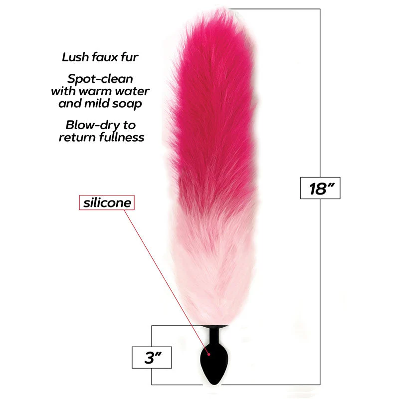 Foxy Fox Tail Silicone Butt Plug - Pink Gradient - 46 cm Tail - Image 2