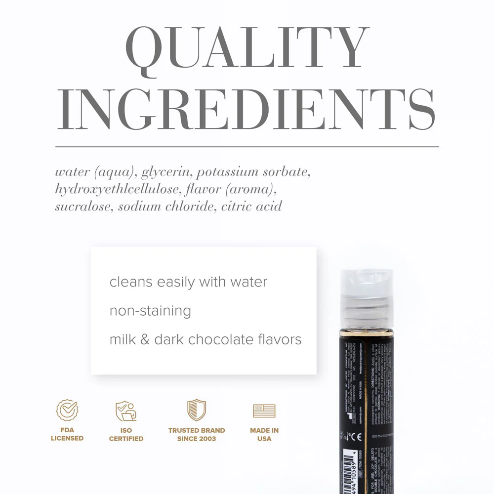 JO Gelato Decadent Double Chocolate Lubricant - 30 mL - Chocolate Flavoured Water Based Lubricant - 30 ml Bottle - Image 4