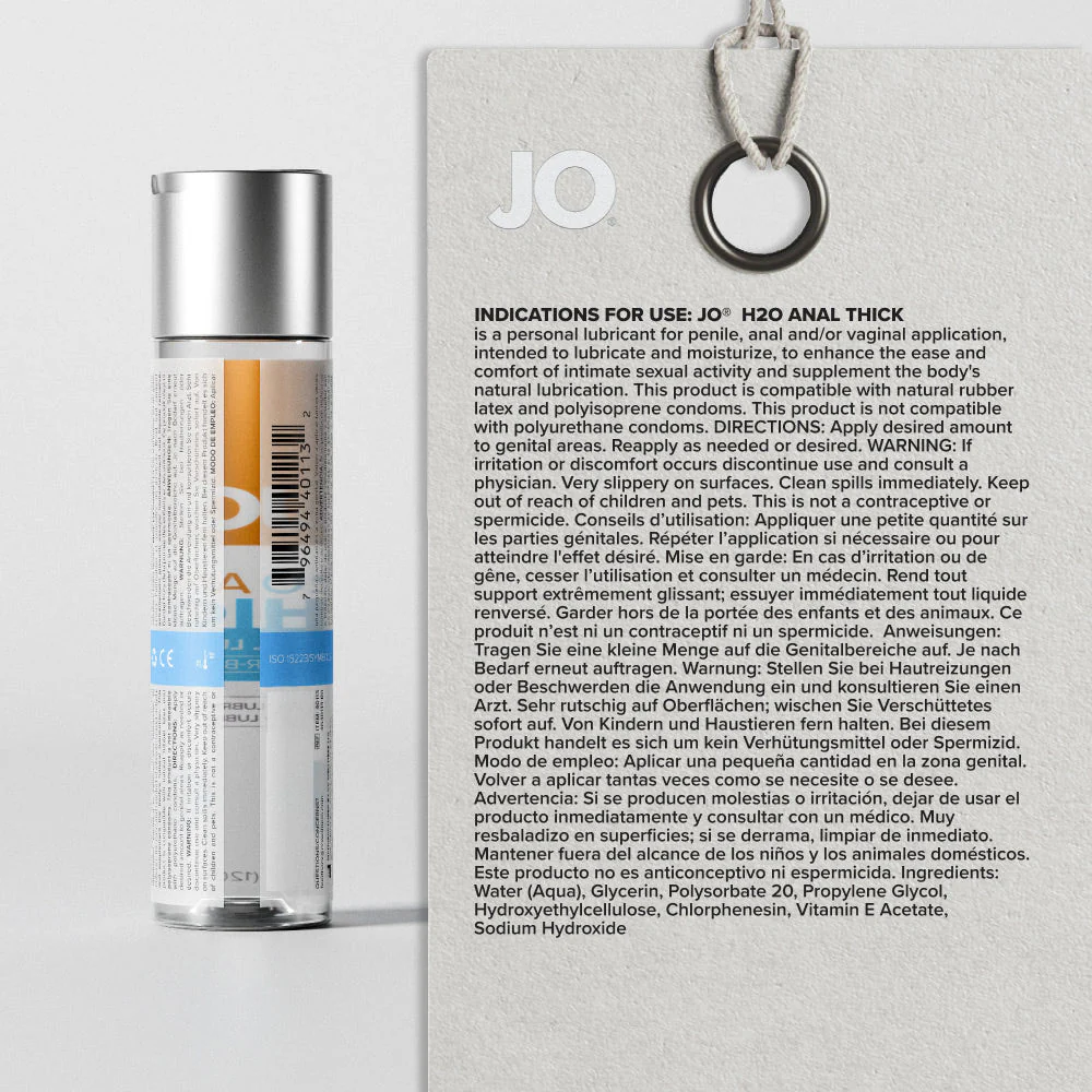 JO H2O Anal Thick Lube - 240 mL - Thick Water Based Anal Lubricant - 240 ml Bottle - Image 6