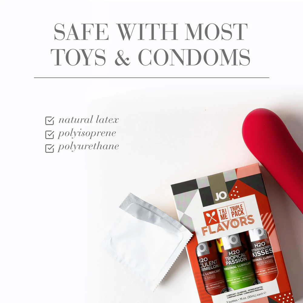 JO Tri-Me Triple Pack Flavours Gift Set - Strawberry, Watermelon and Tropic Passion Flavoured Lubes - 3 Pack - Image 5
