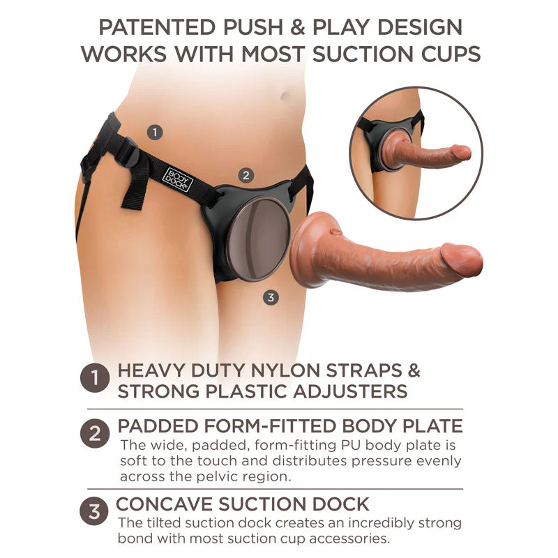 King Cock Elite Comfy Silicone Body Dock Kit - Body Dock Strap-On Harness with Tan 17.8 cm Dong - Image 4