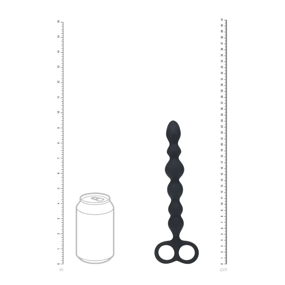 LEVELZ Beaded Silicone Anal Probe with Double Loop - Black 24.5 cm Anal Beads - Image 4