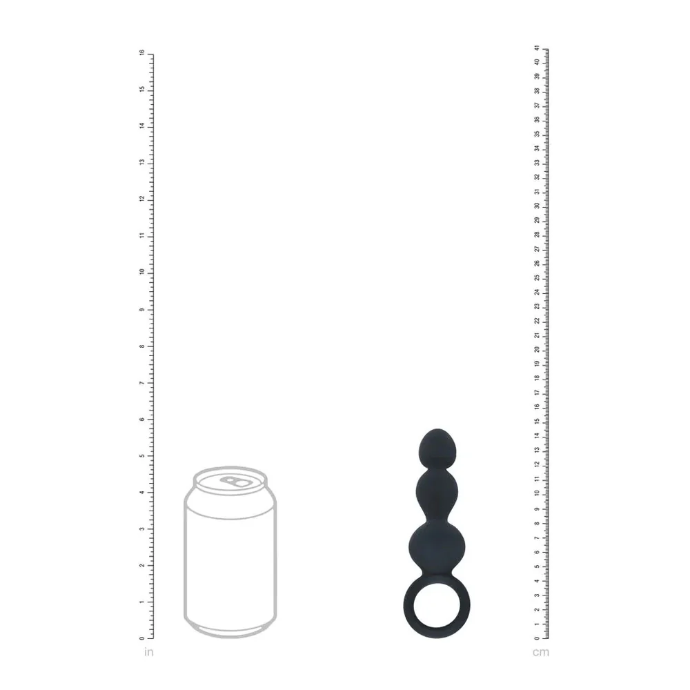 LEVELZ Beaded Silicone Anal Probe with Loop - Black 15.3 cm Beaded Anal Plug - Image 4
