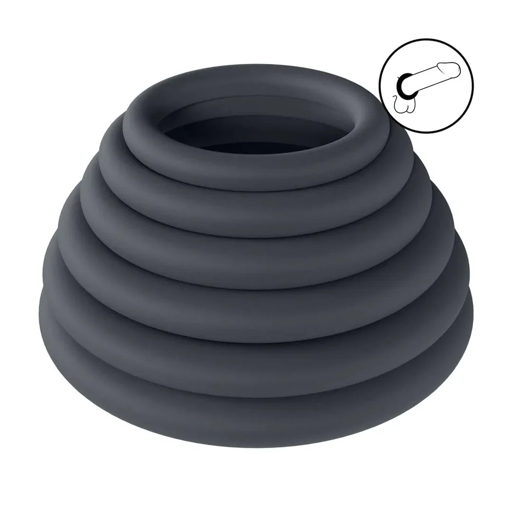 LEVELZ Classic Silicone Cock Ring Set of 6 - Black Cock Rings - Set of 6 Sizes - Image 3