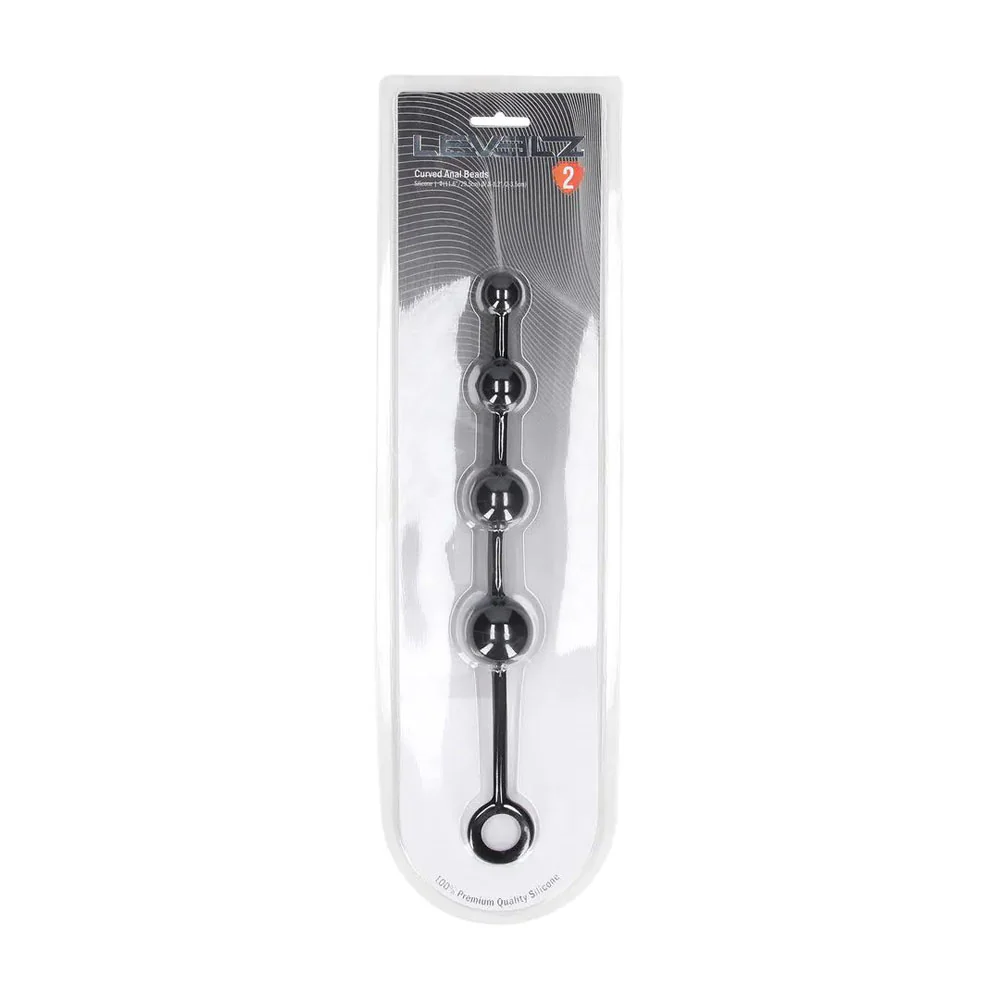 LEVELZ Curved Silicone Anal Beads - Black - Black 29.5 cm Anal Beads - Image 5