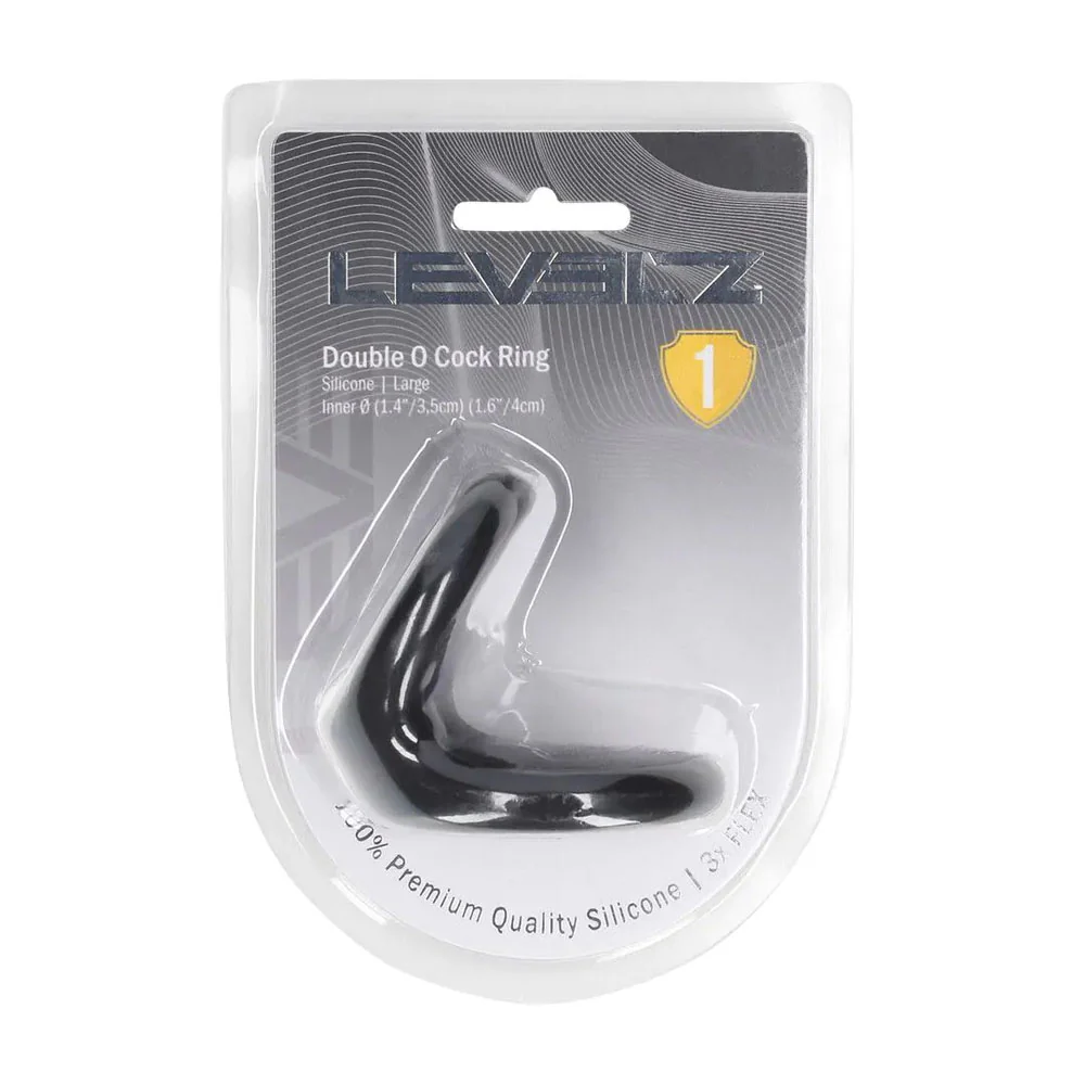 LEVELZ Double O Silicone Cock Ring - L - Black - Black Cock & Balls Rings - Image 8