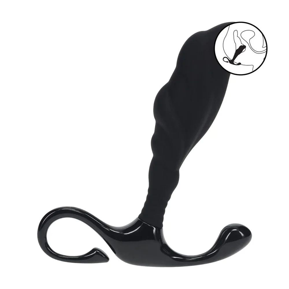 LEVELZ Rippled with Hard Loop Prostate Massager - Large - Black Large Prostate Massager - Image 2