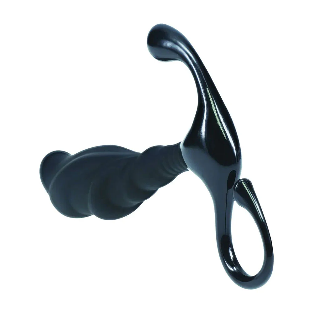 LEVELZ Rippled with Hard Loop Prostate Massager - Large - Black Large Prostate Massager - Image 5