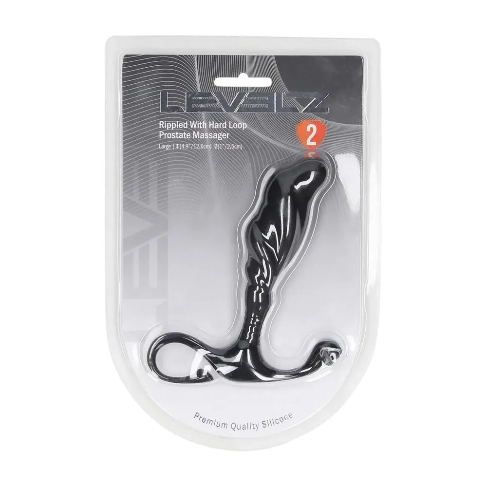 LEVELZ Rippled with Hard Loop Prostate Massager - Large - Black Large Prostate Massager - Image 8