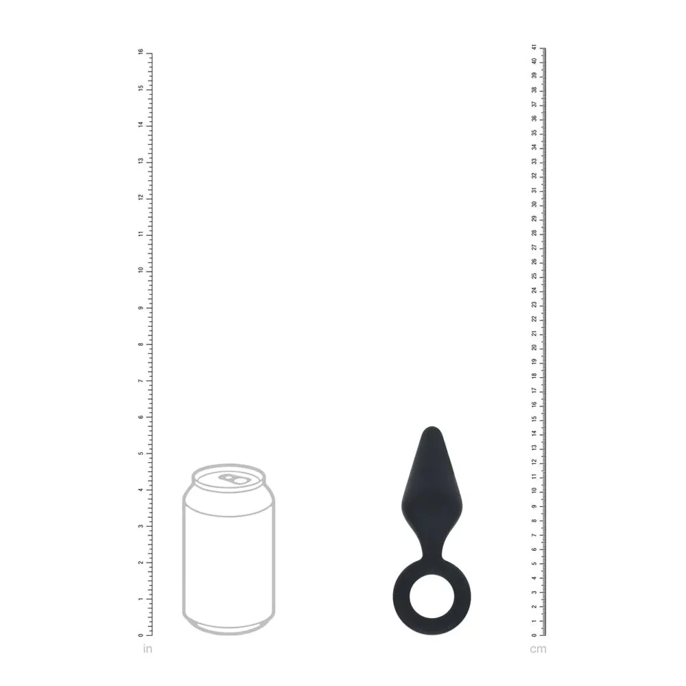 LEVELZ Silicone Anal Plug with Loop - Medium - Black - Black Medium Butt Plug - Image 5