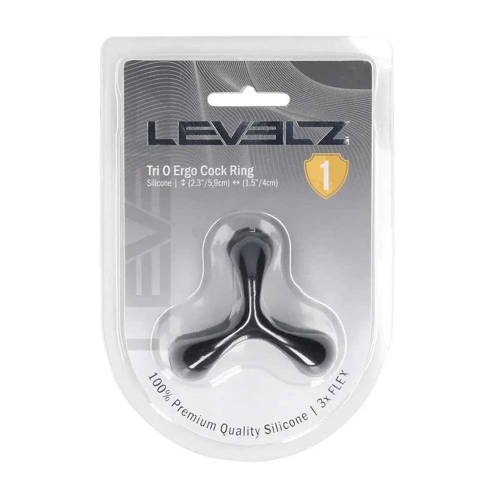 LEVELZ Tri O Ergo Silicone Cock Ring - Black - Black Cock & Balls Rings - Image 6