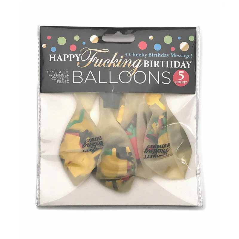 Happy Fucking Birthday Confetti Balloons - Party Balloons - Set of 5 - Image 2