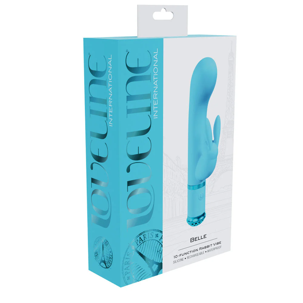 LOVELINE Belle - Blue - Blue 15.6 cm USB Rechargeable Rabbit VIbrator - Image 4
