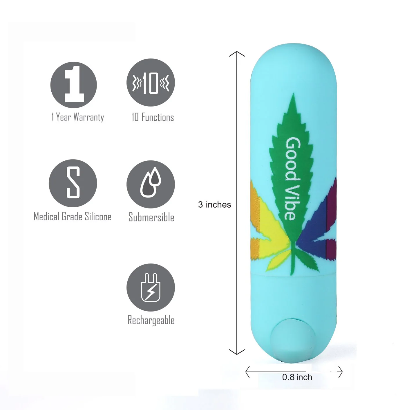 Maia Jessi 420 - Teal 7.6 cm USB Rechargeable Bullet - Image 2