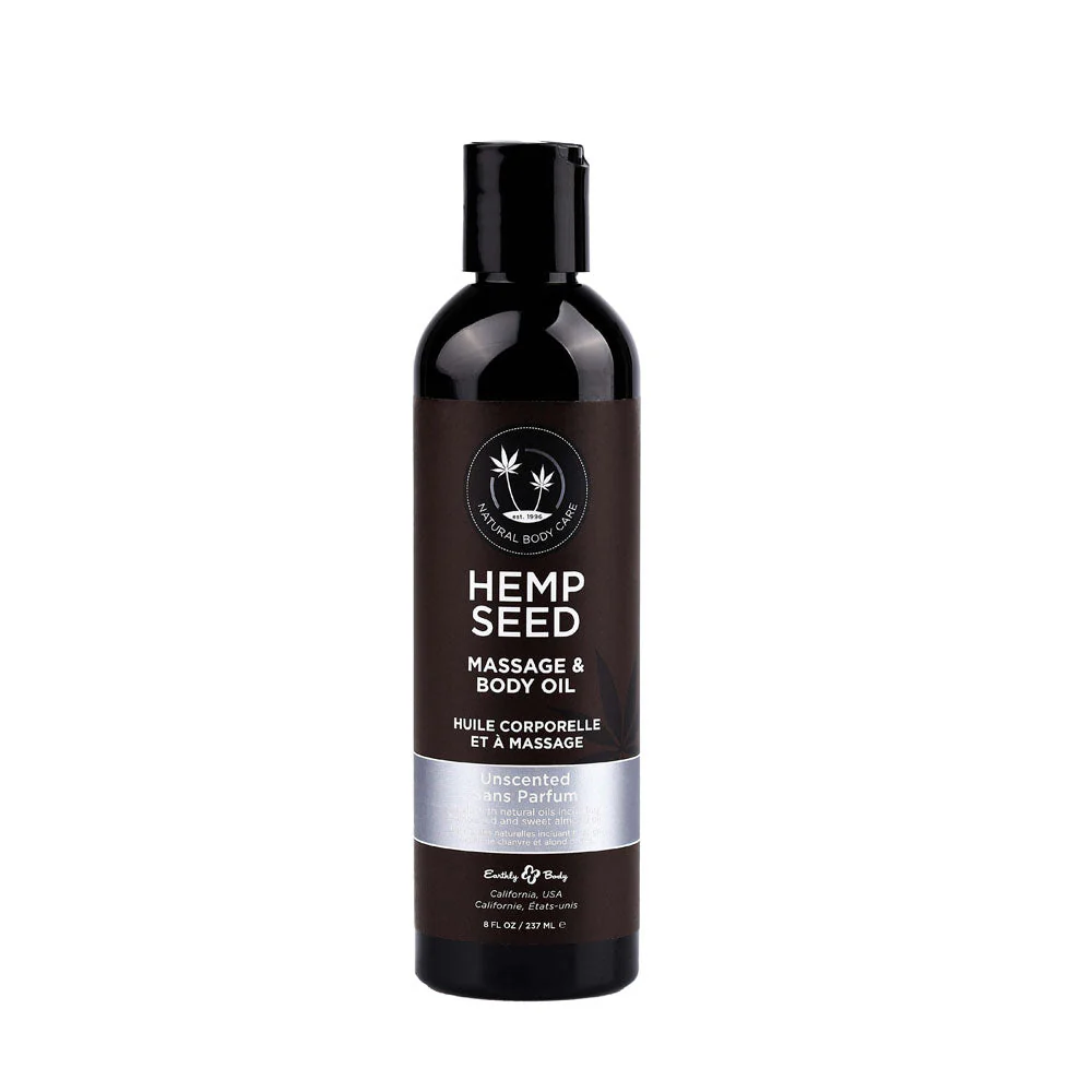 Hemp Seed Massage & Body Oil - Unscented - 237 ml Bottle