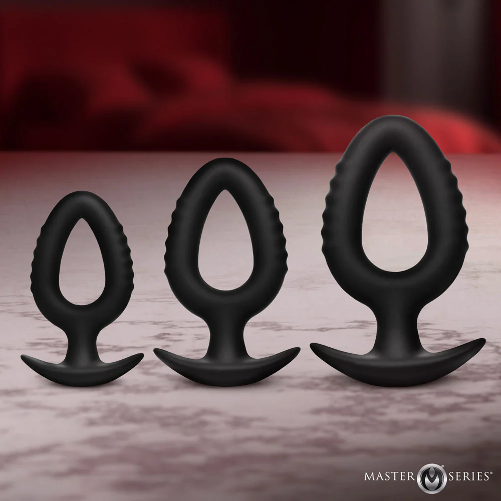 Master Series Pop Plugs - Black Anal Plug Trainer Set - Set of 3 Sizes - Image 2