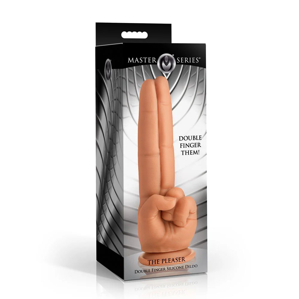 Master Series The Pleaser - Flesh 23.6 cm Double Finger Dildo - Image 9