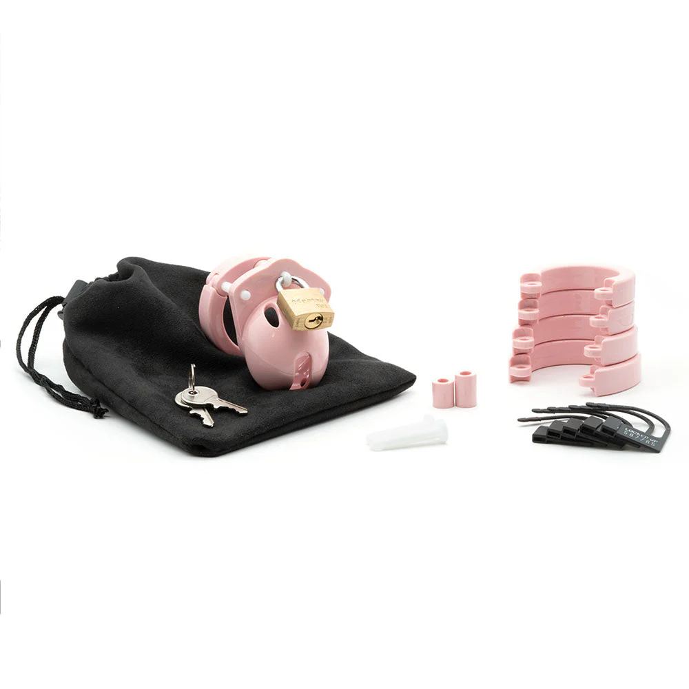 Mini-Me Black Chastity Cock Cage Kit - Pink - Pink 1.25 Inch Cock Cage Kit - Image 6
