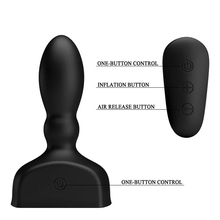 MR PLAY Inflatable Anal Plug - Black USB Rechargeable Inflatable Anal Plug with Wireless Remote - Image 5
