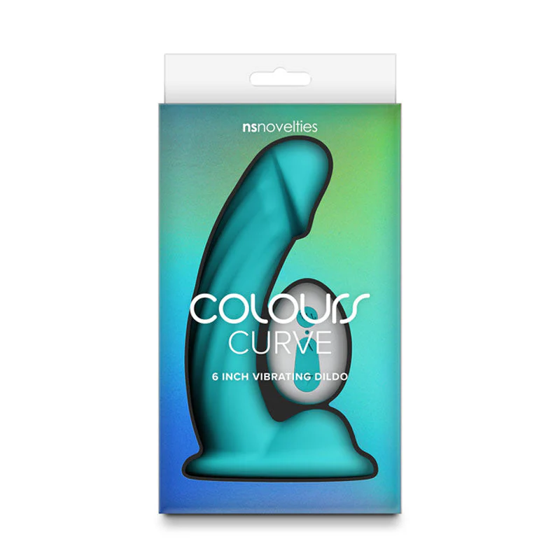 Colours Curve - Vibrating 6'' Dildo - Teal - Teal 16.4 cm USB Rechargeable Vibrating Dildo with Wireless Remote - Image 3