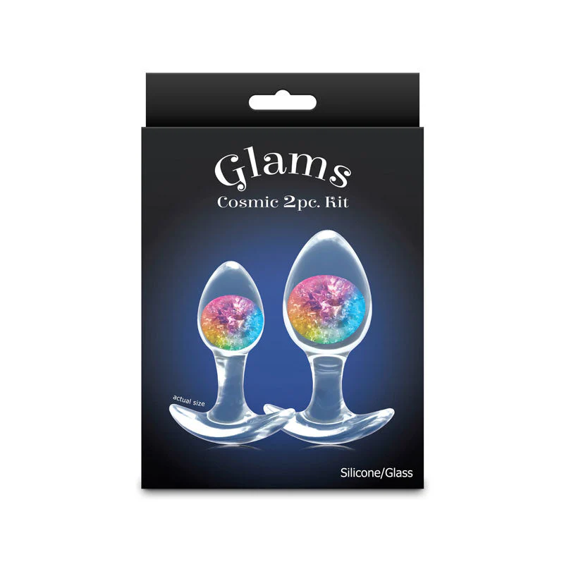 Glams Cosmic 2pc Kit - Rainbow - Clear/Rainbow Butt Plugs - Set of 2 Sizes - Image 5