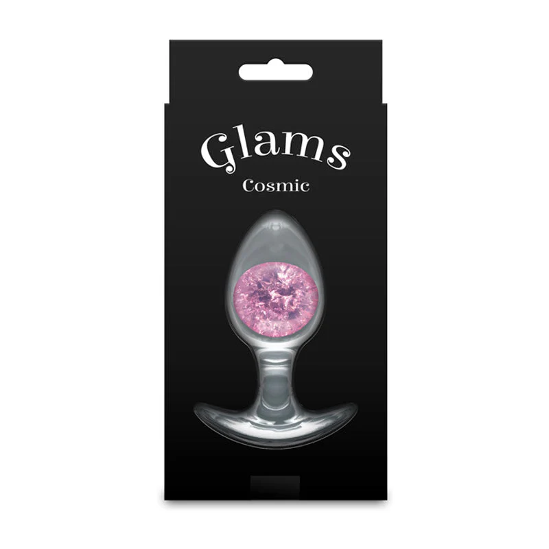 Glams Cosmic - Medium - Pink - Clear/Pink 9.5 cm Small Butt Plug - Image 4