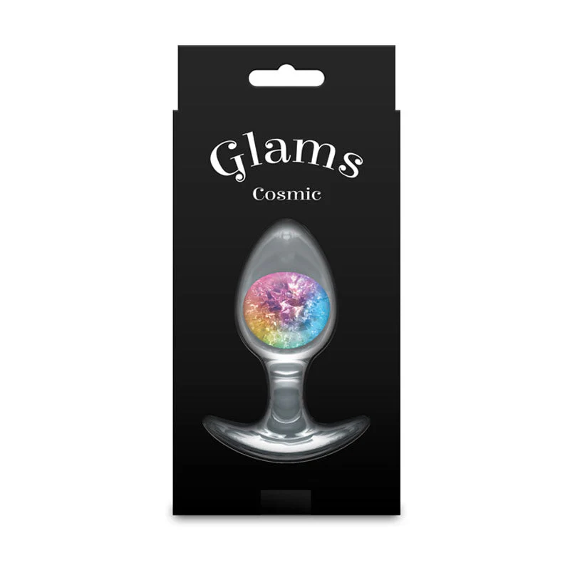 Glams Cosmic - Medium - Rainbow - Clear/Rainbow 9.5 cm Small Butt Plug - Image 4
