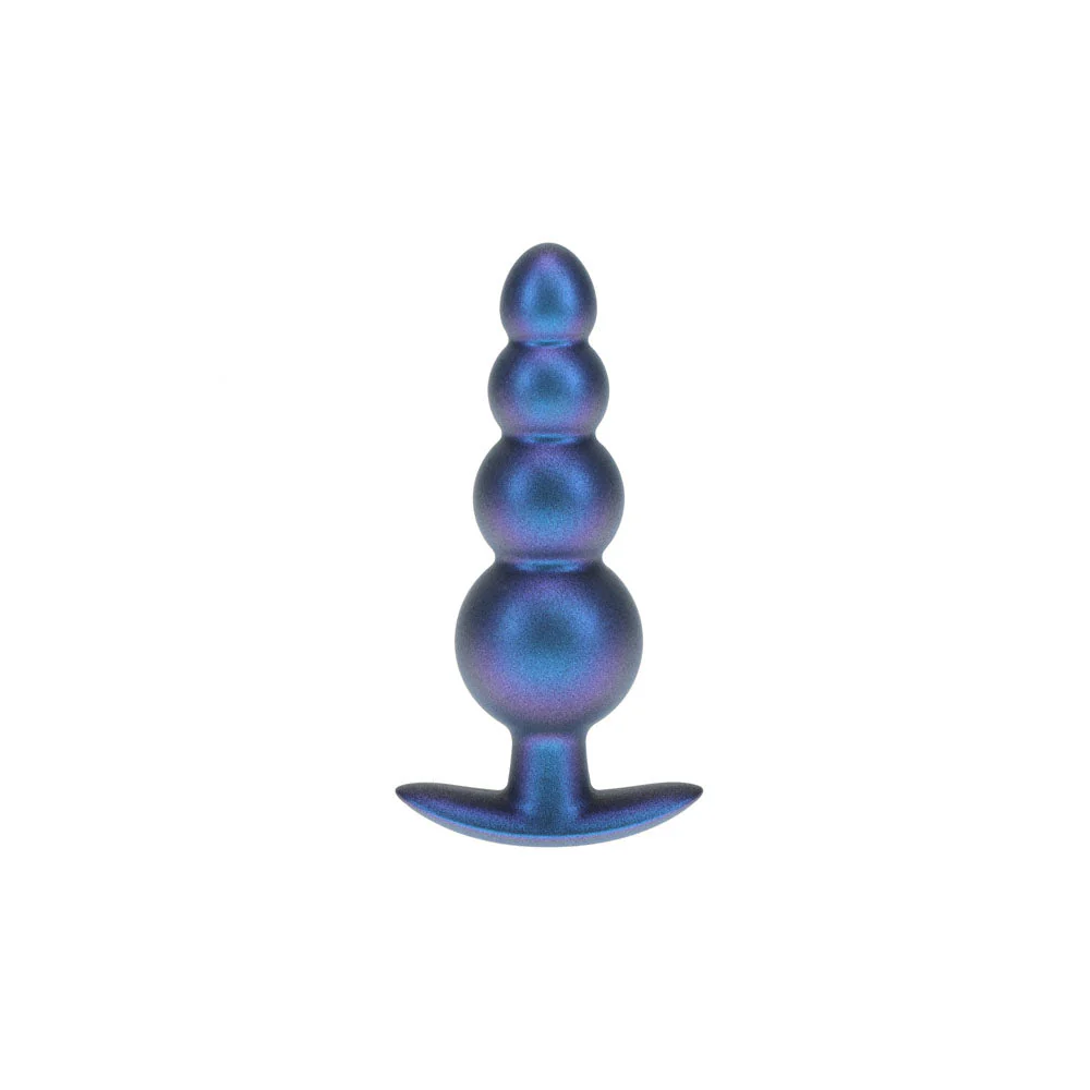 OUCH! Beaded Anal Plug - Metallic Blue - Metallic Blue 11.7 cm Butt Plug - Image 2