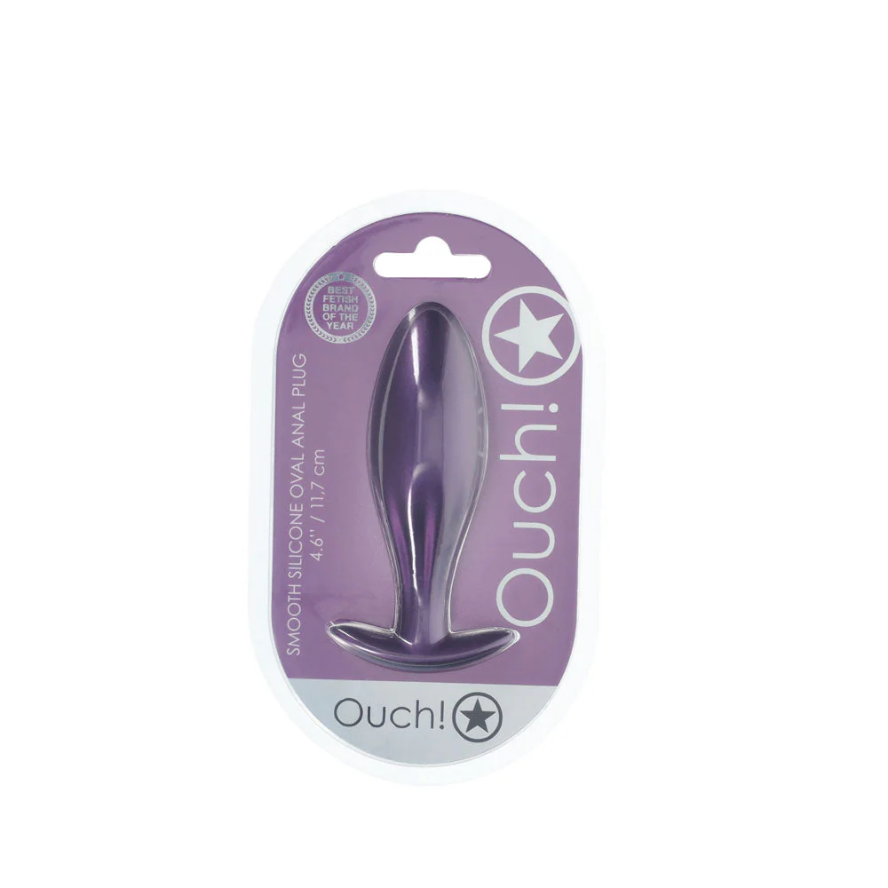 OUCH! Oval Anal Plug - Metallic Purple - Metallic Purple 11.7 cm Butt Plug - Image 3
