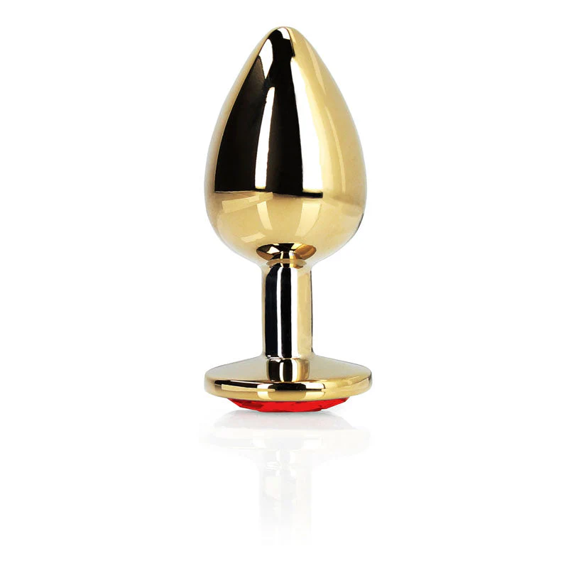 OUCH! Heart Gem Gold Butt Plug - Large - Gold 9.3 cm Large Butt Plug with Heart Gem Base - Image 2