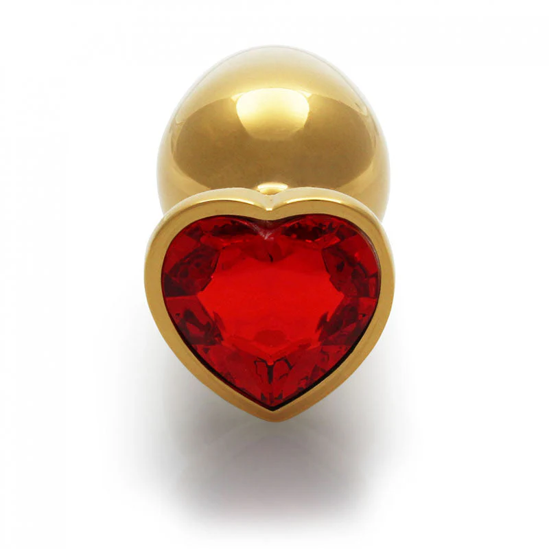 OUCH! Heart Gem Gold Butt Plug - Large - Gold 9.3 cm Large Butt Plug with Heart Gem Base - Image 3
