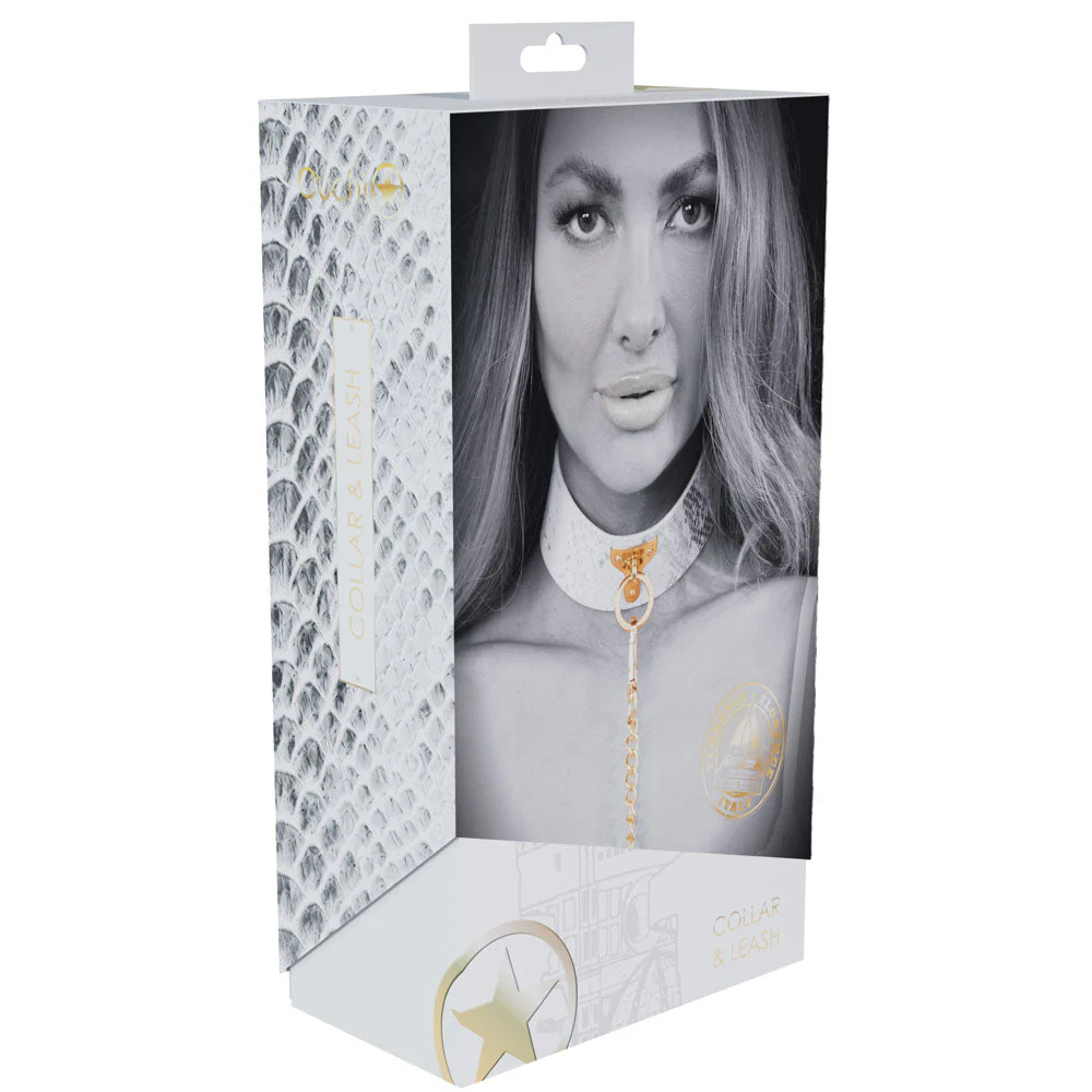 OUCH! Florence Collection - Collar with Leash - White Restraint - Image 3