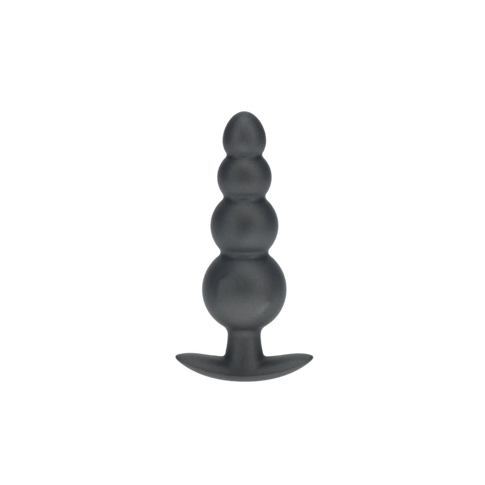 OUCH! Beaded Anal Plug - Gun Metal - Gun Metal Grey 11.7 cm Butt Plug - Image 2