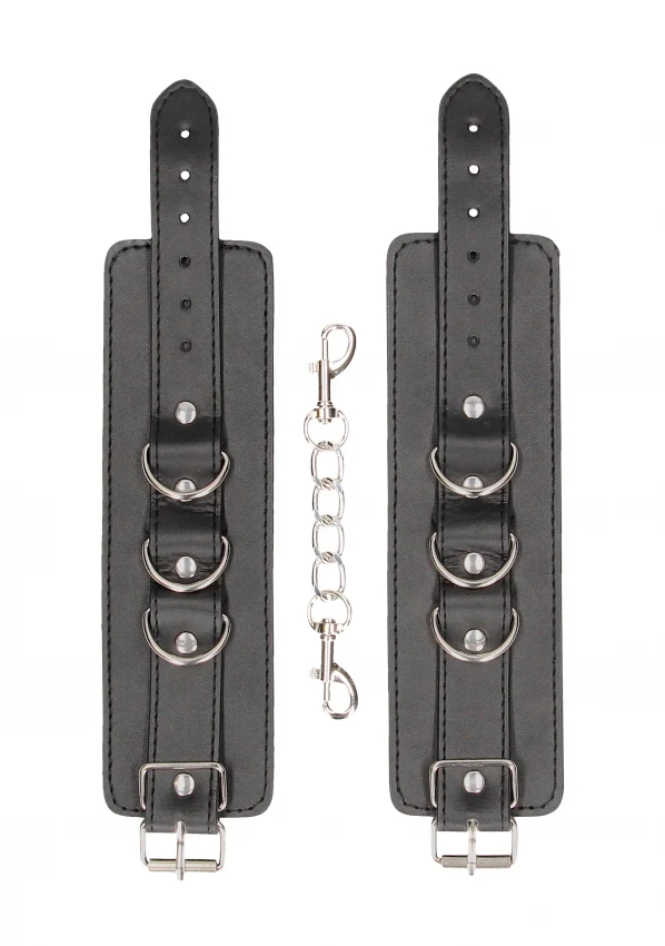 Ouch Black & White Bonded Leather Wrist or Ankle Cuffs - Image 2