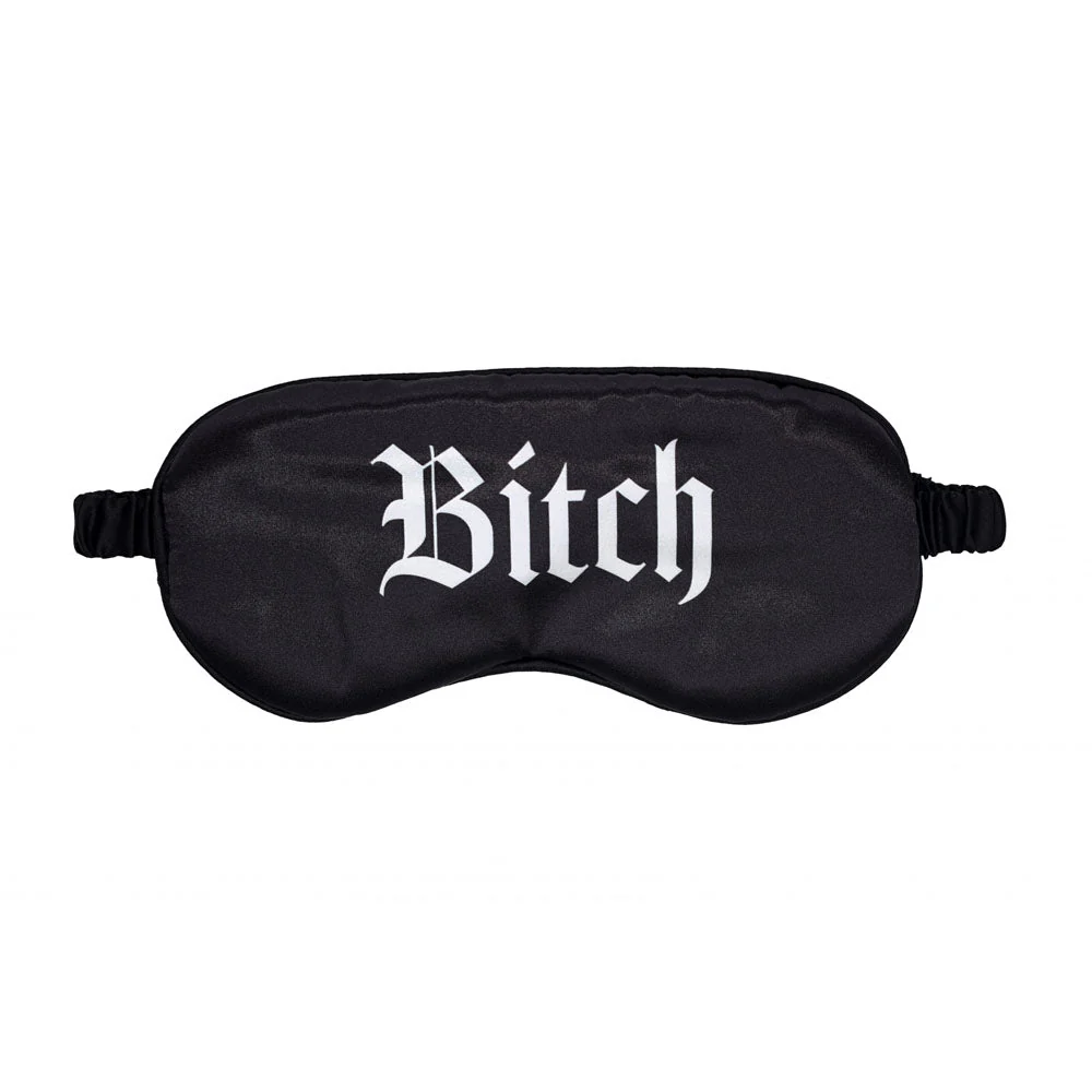 OUCH! Satin Mask - Bitch - Black Printed Eye Mask - Image 2