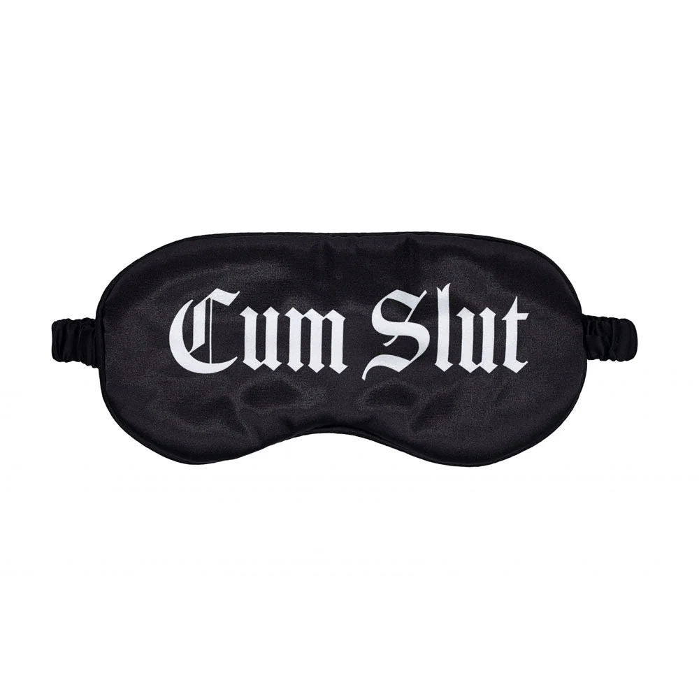 OUCH! Satin Mask - Cum Slut - Black Printed Eye Mask - Image 2