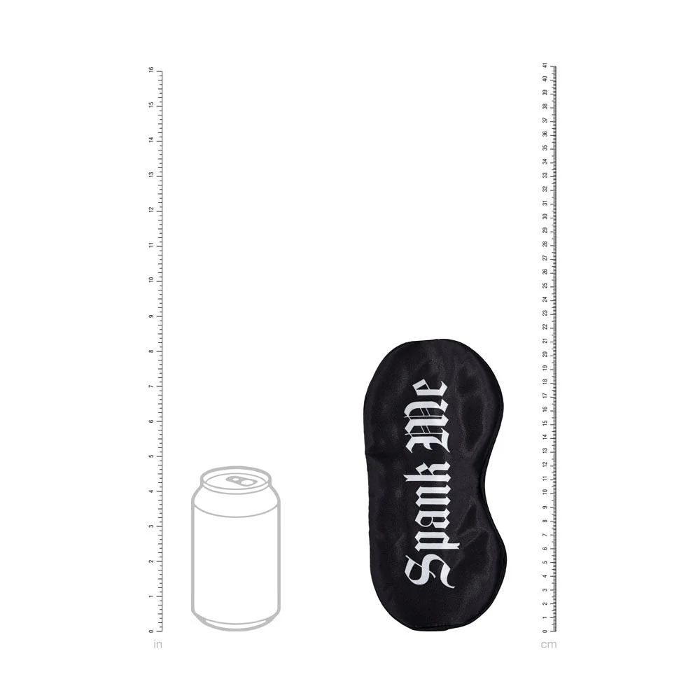 OUCH! Satin Mask - Spank Me - Black Printed Eye Mask - Image 4