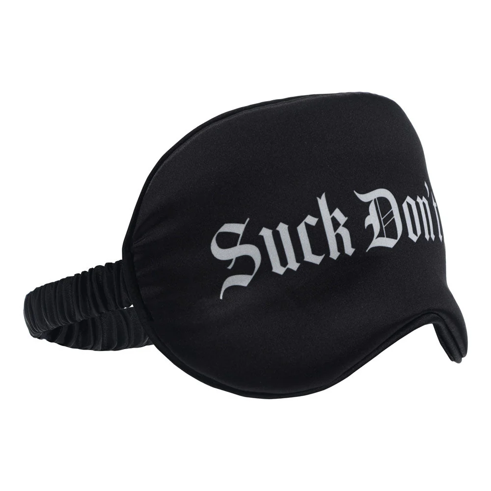 OUCH! Satin Mask - Suck Don't Bite - Black Printed Eye Mask - Image 3