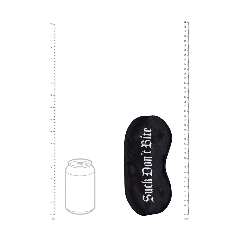 OUCH! Satin Mask - Suck Don't Bite - Black Printed Eye Mask - Image 4