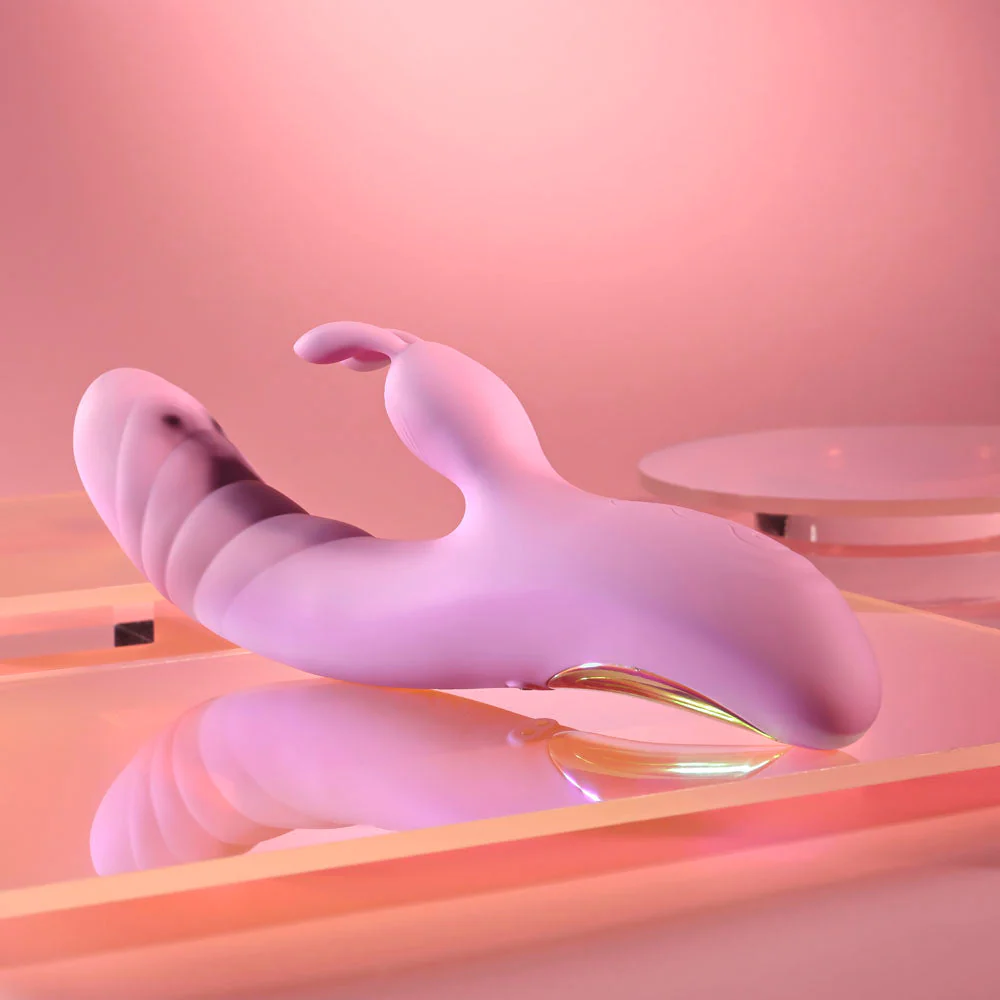 Playboy Pleasure RUB ME RIGHT - Pink 23.2 cm USB Rechargeable Thrusting Rabbit Vibrator - Image 7