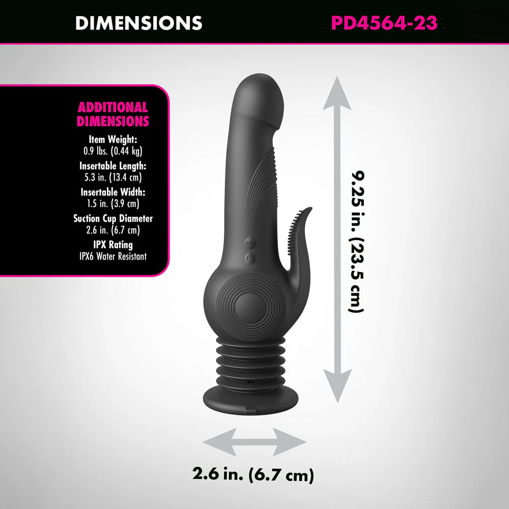 Fetish Fantasy Series Pogo Thruster - Black USB Rechargeable 23.5 cm Gyrating Rabbit Vibrator - Image 3