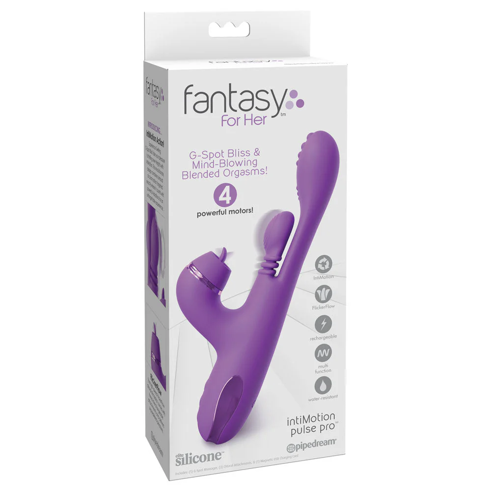 Fantasy For Her IntiMotion Pulse Pro - Purple 24 cm USB Rechargeable Swirling & Flicking Rabbit Vibrator - Image 9